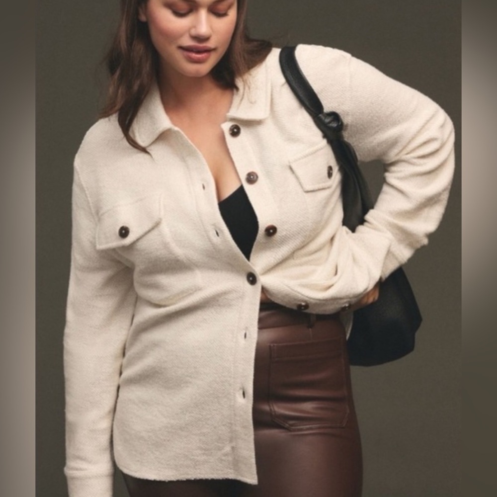 Anthropologie Sanctuary Button Up Jacket Shacket 2X cream